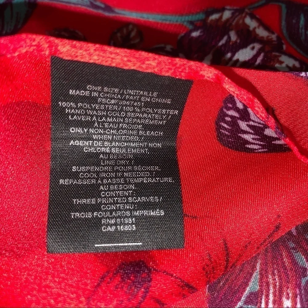 Red Floral Print Scarf